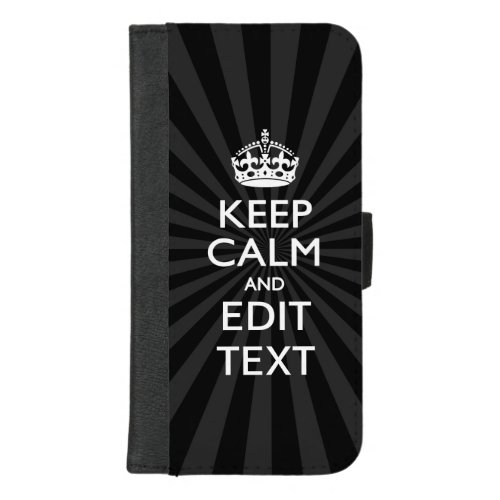 Personalized KEEP CALM and your text on burst iPhone 87 Plus Wallet Case