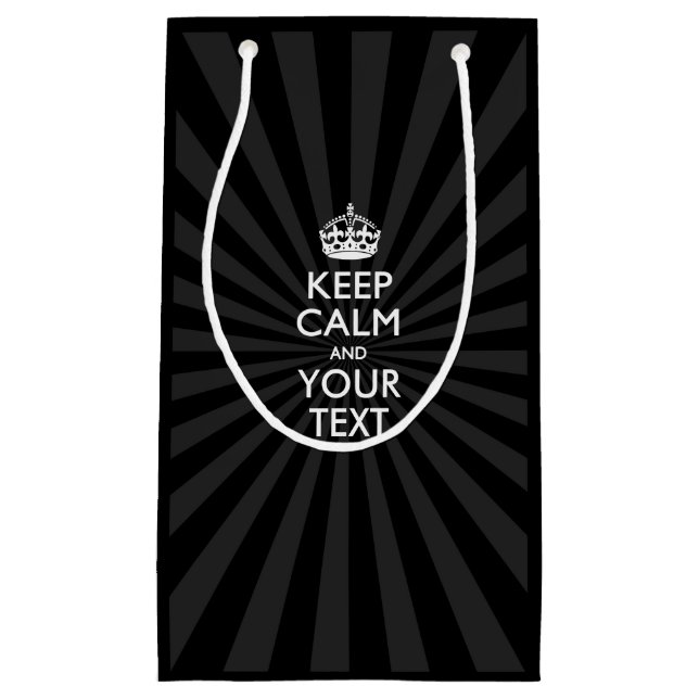 Personalized KEEP CALM and your text on burst Small Gift Bag (Front)