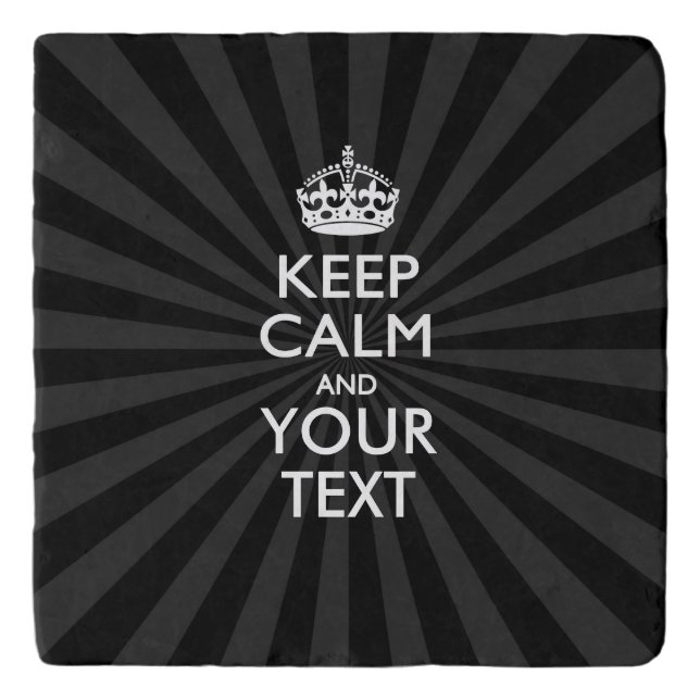 Personalized KEEP CALM and your text on burst Trivet (Front)