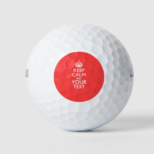 Personalized KEEP CALM and your text on Coral Golf Balls