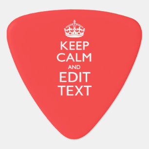 Personalized KEEP CALM and your text on Coral Guitar Pick