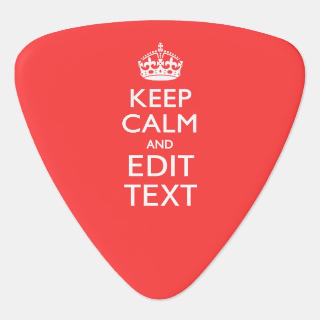 Personalized KEEP CALM and your text on Coral Guitar Pick (Front)