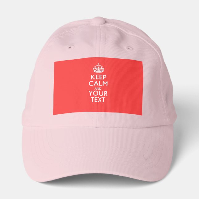 Personalized KEEP CALM and your text on Coral Performance Cap (Front)