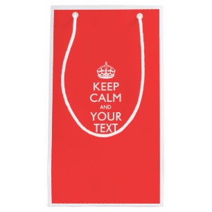 Personalized KEEP CALM and your text on Coral Small Gift Bag