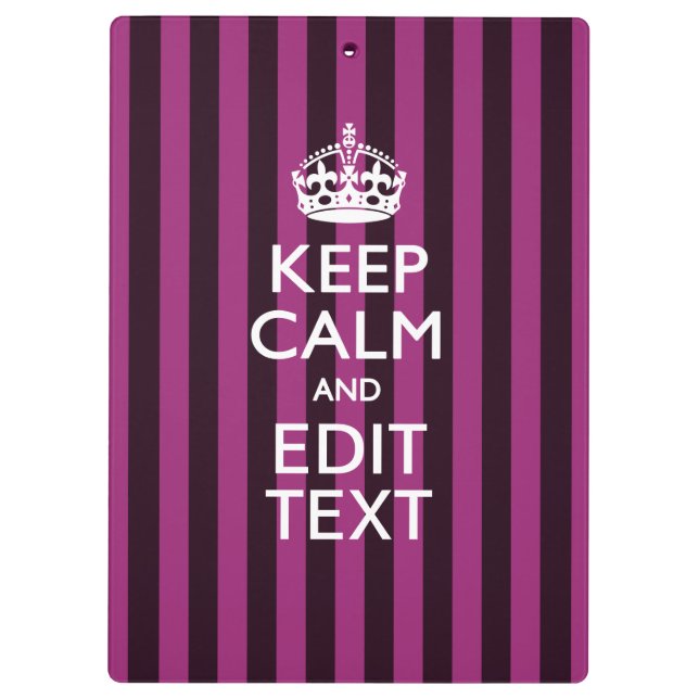 Personalized KEEP CALM and Your Text on Pink Clipboard (Back)