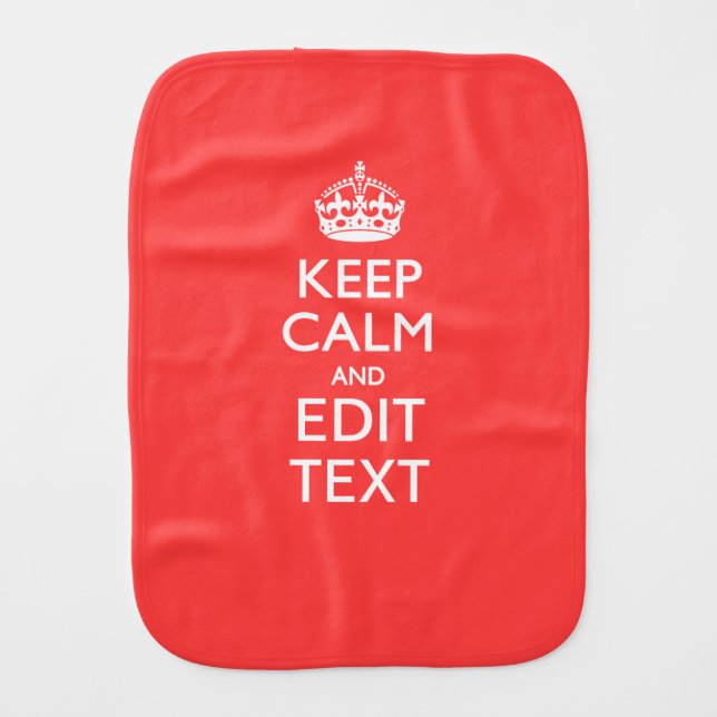 Personalized KEEP CALM and your text on Pink Coral Burp Cloth (Front)