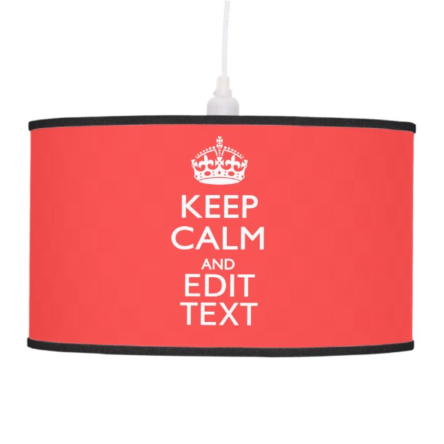 Personalized KEEP CALM and your text on Pink Coral Pendant Lamp (Front)