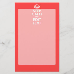 Personalized KEEP CALM and your text on Pink Coral Stationery