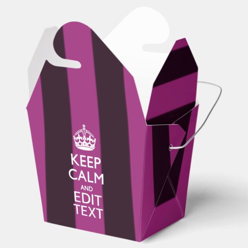 Personalized KEEP CALM and Your Text on Pink Favor Boxes