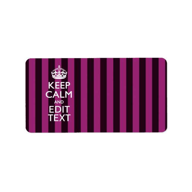Personalized KEEP CALM and Your Text on Pink Label (Front)