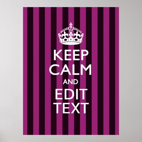 Personalized KEEP CALM and Your Text on Pink Poster