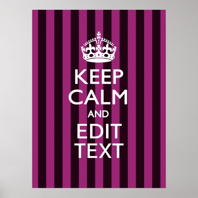 Personalized KEEP CALM and Your Text on Pink Poster (Front)