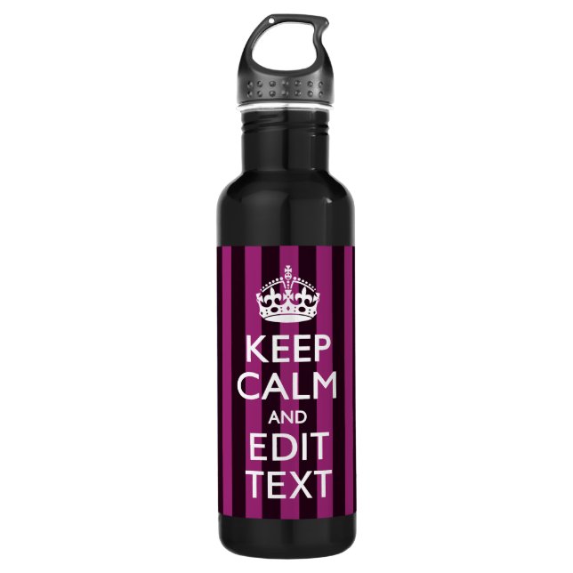Personalized KEEP CALM and Your Text on Pink Stainless Steel Water Bottle (Front)