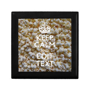 Personalized KEEP CALM AND Your Text on Popcorn Keepsake Box