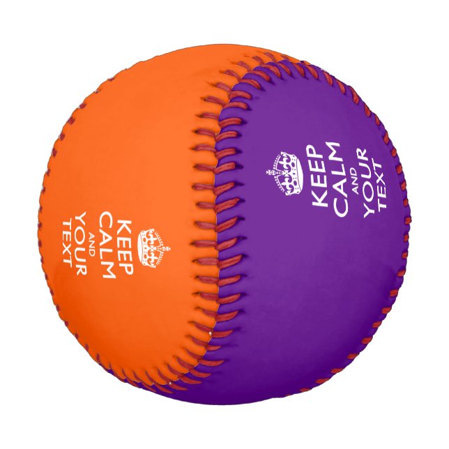 Personalized KEEP CALM and your text on purple Baseball (Angled)