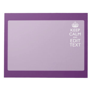Personalized KEEP CALM AND Your Text on Purple Notepad