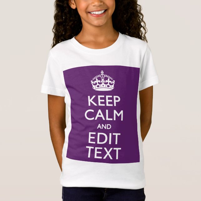 Personalized KEEP CALM AND Your Text on Purple T-Shirt (Front)