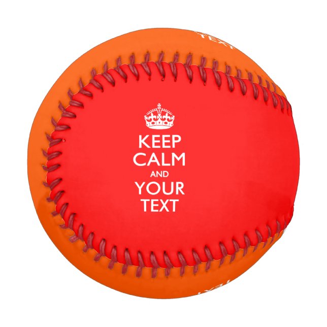 Personalized KEEP CALM and your text on red Baseball (Front Left)