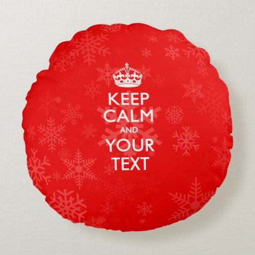 Personalized KEEP CALM AND Your Text on Red Round Pillow