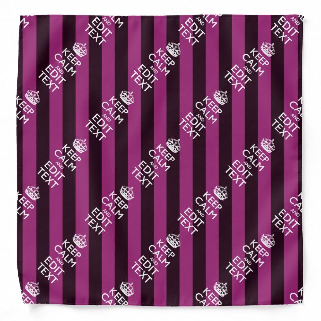 Personalized KEEP CALM AND Your Text on Stripes Bandana (Front)