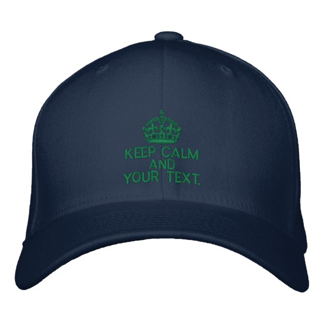 Personalized KEEP CALM AND Your Text Original Embroidered Baseball Cap (Front)