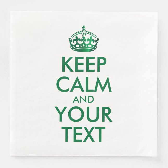 Personalized KEEP CALM and YOUR TEXT Paper Dinner Napkins (Front)