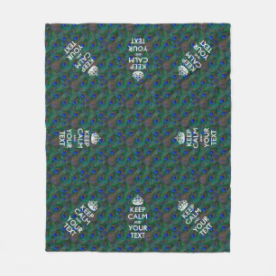 Personalized Keep Calm And Your Text Peacock Fleece Blanket