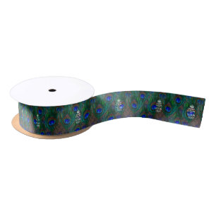 Personalized Keep Calm And Your Text Peacock Satin Ribbon