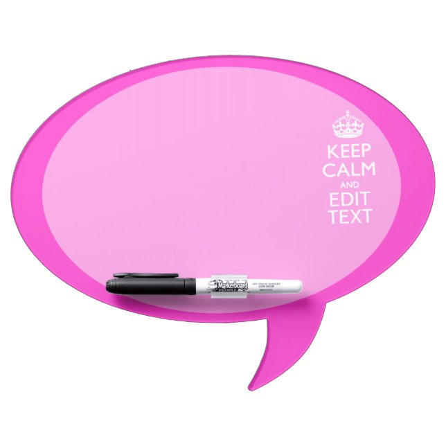 Personalized Keep Calm And Your Text Pink Decor Dry-Erase Board (Front)