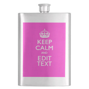 Personalized Keep Calm And Your Text Pink Decor Flask