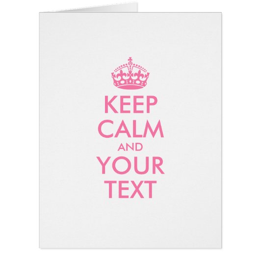 Personalized KEEP CALM and YOUR TEXT - pink words Cards (Front)