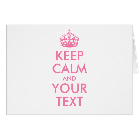 Personalized KEEP CALM and YOUR TEXT - pink words Cards (Front Horizontal)