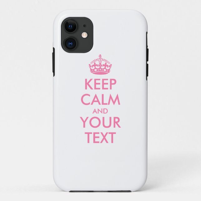 Personalized KEEP CALM and YOUR TEXT - pink words Case-Mate iPhone Case (Back)