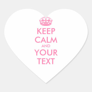 Personalized KEEP CALM and YOUR TEXT - pink words Heart Sticker