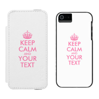 Personalized KEEP CALM and YOUR TEXT - pink words iPhone SE/5/5s Wallet Case
