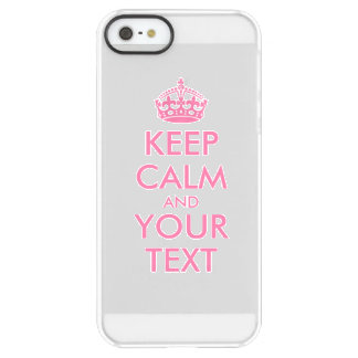 Personalized KEEP CALM and YOUR TEXT - pink words Permafrost iPhone SE/5/5s Case