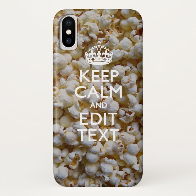 Personalized KEEP CALM AND Your Text Popcorn Case-Mate iPhone Case (Back)