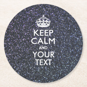 Personalized KEEP CALM AND Your Text Print Round Paper Coaster