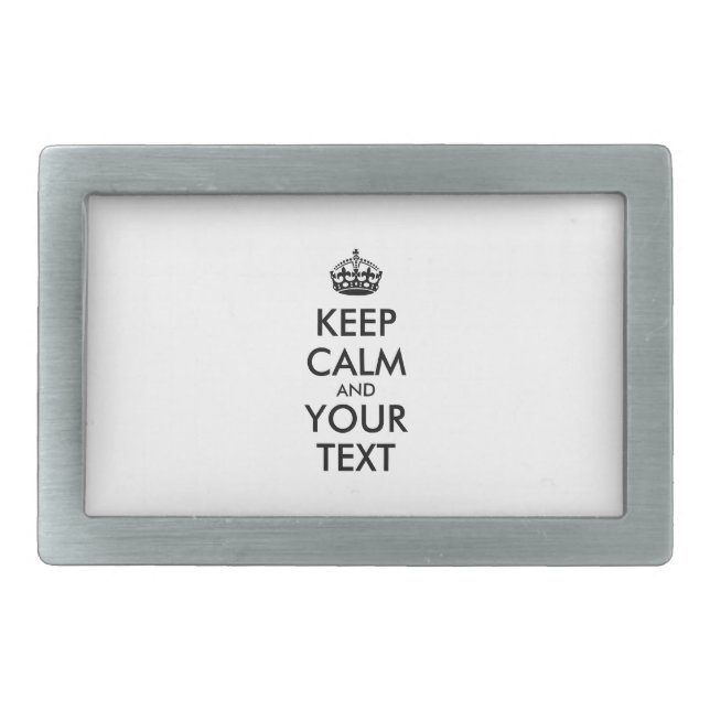 Personalized KEEP CALM and YOUR TEXT Rectangular Belt Buckle (Front)