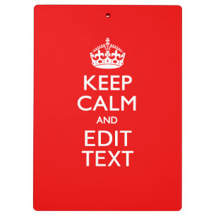 Personalized Keep Calm And Your Text Red Classic Clipboard