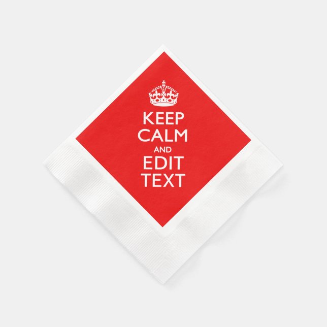 Personalized Keep Calm And Your Text Red Classic Paper Napkins (Corner)