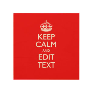 Personalized Keep Calm And Your Text Red Classic Wood Wall Decor
