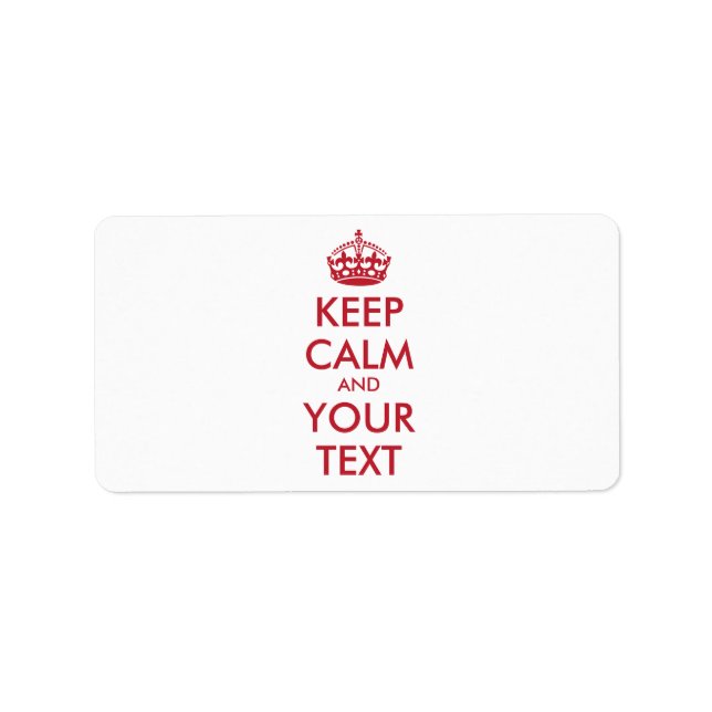 Personalized KEEP CALM and YOUR TEXT - red Label (Front)