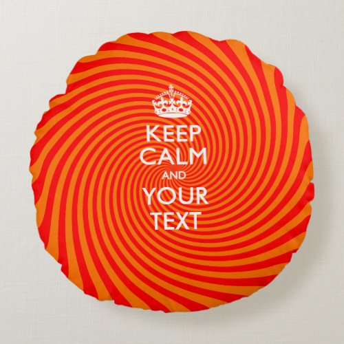 Personalized KEEP CALM AND Your Text Red Stripes Round Pillow