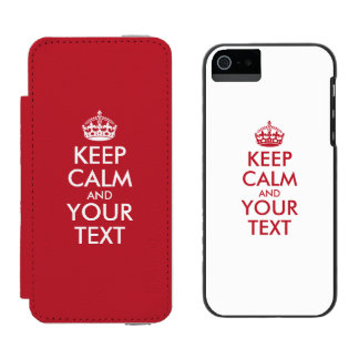 Personalized KEEP CALM and YOUR TEXT - red&white Wallet Case For iPhone SE/5/5s