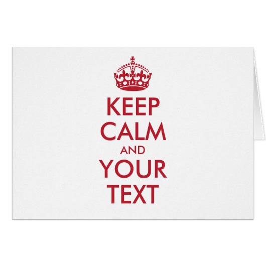 Personalized KEEP CALM and YOUR TEXT red words Cards (Front Horizontal)