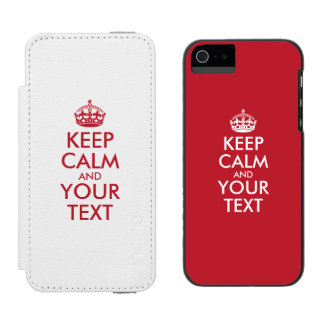 Personalized KEEP CALM and YOUR TEXT - red words Wallet Case For iPhone SE/5/5s