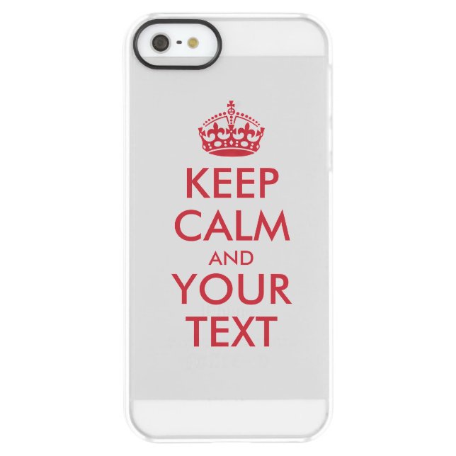 Personalized KEEP CALM and YOUR TEXT - RED words Uncommon iPhone Case (Back)