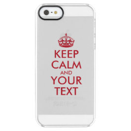 Personalized KEEP CALM and YOUR TEXT - red words Clear iPhone SE/5/5s Case
