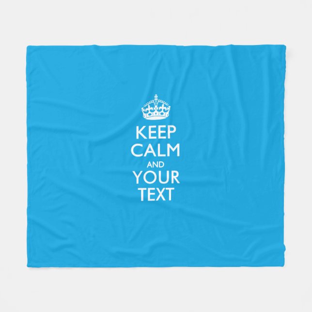 Personalized Keep Calm And Your Text Sky Blue Fleece Blanket (Front (Horizontal))